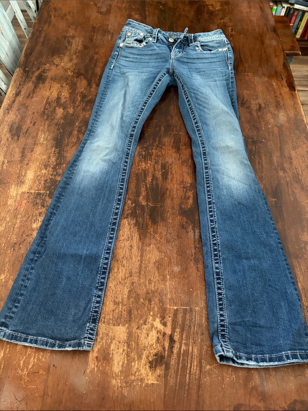 Miss Me Blue Flare Jeans with Faded Detail